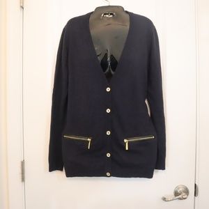 michael kors cardigan sweater w/ gold zipper